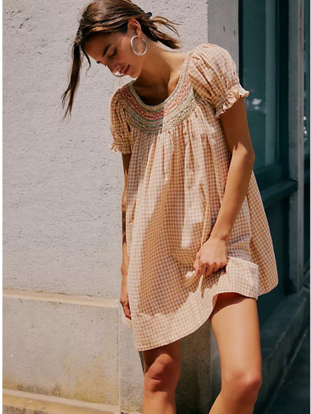 Free people Poet Plaid Mini Dress